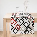 Realhomes Labirent Çizimli Modern Dijital Baskılı Dekoratif Süet Runner Realhomes