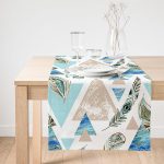 - SuetRunner-2395-Gorsel1 - Realhomes  Realhomes Kuş Tüyü Motifli Geometrik Şekiller Baskılı Süet Runner Realhomes