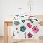 - SuetRunner-2401-Gorsel1 - Realhomes  Realhomes Kuş Tüyü Motifli Çöl Bitkisi Desenli Dijital Baskılı Özel Tasarım Süet Runner Realhomes