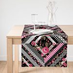 Realhomes Kare Puan Çizimli Dekoratif Dijital Baskılı Süet Runner Realhomes