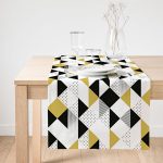 Realhomes Bağımsız Geometrik Şekiller Baskılı Dijital Baskılı Süet Runner Realhomes