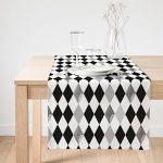 Realhomes Siyah Beyaz Gri Elmas Şekilli Süet Runner Realhomes