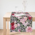 Realhomes Leopar Temalı Kavaniçe Desenli Dijital Baskılı Özel Tasarım Süet Runner Realhomes