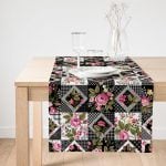 Realhomes Kavaniçe Kare Desenli Dekoratif Süet Runner Realhomes