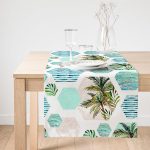 Realhomes Geometrik Palmiye Desenli Dijital Baskılı Süet Runner Realhomes