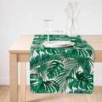 Realhomes Mint Yeşili Kavaniçe Motifli Dekoratif Süet Runner Realhomes