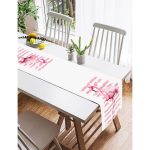 Realhomes Pudra Çizgi Desenli Flamingo BAskılı Dekoratif Süet Runner Realhomes