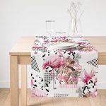 Realhomes Bal Peteği Temalı Flamingo Motifli Süet Runner Realhomes