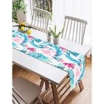 Realhomes Palmiye Desenli Geometrik Şekiller Dekoratif Süet Runner Realhomes