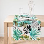 - SuetRunner-2477-Gorsel1 - Realhomes Realhomes Siyah Puanlı Mavi Palmiye Modern Dijital Baskılı Dekoratif Süet Runner Realhomes