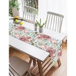 Realhomes Mavi Çizgi Desenli Kavaniçe Çiçek Motifli Süet Runner Realhomes