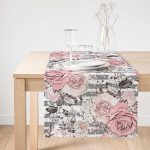 Realhomes Gri Çizgi Desenli Kavaniçe Çiçek Motifli Süet Runner Realhomes