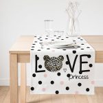 Realhomes Love Princess Motifli Dijital Baskılı Dekoratif Süet Runner Realhomes
