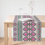 Realhomes  Simetrik Çini Motifli Dekoratif Süet Runner Realhomes