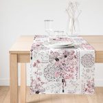 Realhomes Pudra Renk İşleyen Çarklar Motifli Dekoratif Süet Runner Realhomes