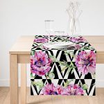 Realhomes Geometrik Elmas Çizimli Dijital Baskılı Süet Runner Realhomes