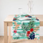 Realhomes Turkuaz Çiçek Şöleni Modern Dijital Baskılı Süet Runner Realhomes