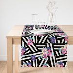 Realhomes Renkli Zambak Desenli Modern Dijital Baskılı Süet Runner Realhomes