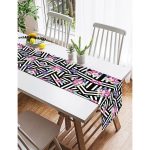 Realhomes Renkli Zambak Desenli Modern Dijital Baskılı Süet Runner Realhomes