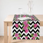 Realhomes Zigzag Zebra Temalı Gül Motifli Modern Süet Runner Realhomes