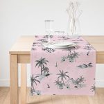 Realhomes Pudra Renk Temalı Palmiye Adası Dijital Baskılı Süet Runner Realhomes