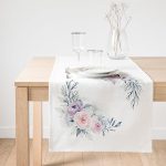 Realhomes Çiçek Motifli Dijital Baskılı Dekoratif Süet Runner Realhomes