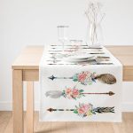 Realhomes Çiçekli Mızrak Motifli Dijital Baskılı Süet Runner Realhomes