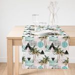 Realhomes Üçgen Şekilli Palmiye Motifli Dijital Baskılı Süet Runner Realhomes