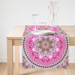 Realhomes Çiçek Halkası Motifli Modern Dijital Baskılı Süet Runner Realhomes