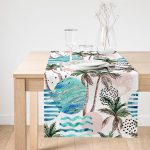 Realhomes Palmiye Desenli Gezegen Baskılı Dijital Baskılı Süet Runner Realhomes