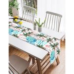 Realhomes Palmiye Desenli Gezegen Baskılı Dijital Baskılı Süet Runner Realhomes