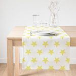 Realhomes Sarı Yıldız Dekoratif Süet Runner Realhomes