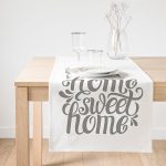 Realhomes Gri Home Sweet Home Modern Baskılı Süet Runner Realhomes