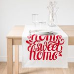 Realhomes Kırmızı Home Sweet Home Dijital Baskılı Modern Süet Runner Realhomes