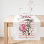 Realhomes Anahtar Motifli Çiçek Desenli Çizgili Süet Runner Realhomes