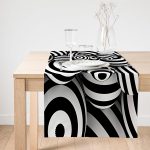 Realhomes Siyah Beyaz 3 Boyutlu Küreler Dijital Baskılı Süet Runner Realhomes