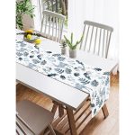 Realhomes Beyaz Zeminli Geyik ve Yaprak Motifleri Dijital Baskılı Özel Tasarım Süet Runner Realhomes