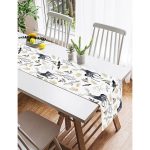 - SuetRunner-3043-Gorsel2 - Realhomes  Realhomes Ekru Zeminli Geyik ve Yaprak Motifler Dijital Baskılı Özel Tasarım Süet Runner Realhomes