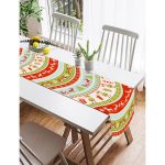 Realhomes Renkli Yılbaşı Motifleri Dekoratif Özel Tasarım Süet Runner Realhomes