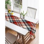 Realhomes Kırmızı Siyah Beyaz Ekose Desenli Dekoratif Özel Tasarım Süet Runner Realhomes