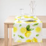 - SuetRunner-3095-Gorsel1 - Realhomes  Realhomes Beyaz Zeminde Limonlar Desenli Dijital Baskılı Özel Tasarım Süet Runner Realhomes