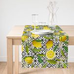 Realhomes Geometrik ve Limon Desenli 3D Dijital Baskılı Özel Tasarım Süet Runner Realhomes