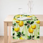 - SuetRunner-3103-Gorsel1 - Realhomes  Realhomes Yeşil Zeminli 3 Boyutlu Limon Desenli Dijital Baskılı Özel Tasarım Süet Runner Realhomes