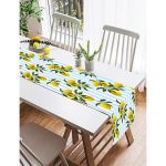 - SuetRunner-3106-Gorsel2 - Realhomes  Realhomes Mavi Çizgili Limon Desenli Dijital Baskılı Dekoratif Özel Tasarım Süet Runner Realhomes