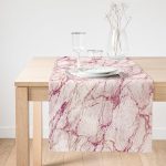 Realhomes Modern Mermer Görünümlü Dijital Baskılı Süet Runner Realhomes