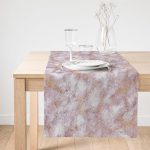 Realhomes Pudra Renkli Mermer Desenli Dijital Baskılı Süet Runner Realhomes