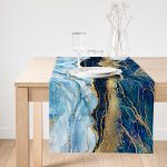 - SuetRunner-3126-Gorsel1 - Realhomes  Realhomes Altın Varaklı Mavi Zeminli Modern Özel Tasarım Süet Runner Realhomes