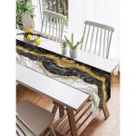 - SuetRunner-3132-Gorsel2 - Realhomes Realhomes Modern Siyah Beyaz Altın Mermer Motifli Dijital Baskılı Özel Tasarım Süet Runner Realhomes