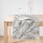 Realhomes Modern Mermer Desenli Dijital Baskılı Özel Tasarım Süet Runner Realhomes