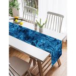 Realhomes Mavi Ebru Motifleri Dijital Baskılı Süet Runner Realhomes